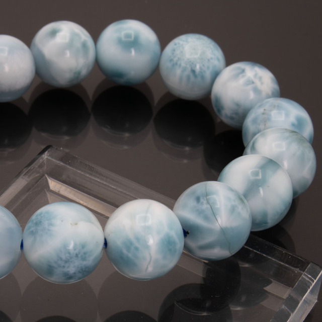 ラリマー ブレスレット 11.5-12mm 17珠 4A+ 内径約16.5cm ドミニカ共和国産