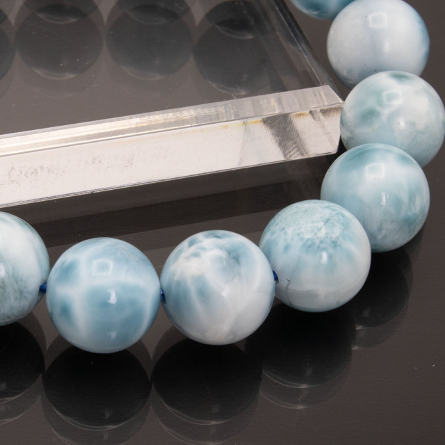 ラリマー ブレスレット 11.5-12mm 17珠 4A+ 内径約16.5cm ドミニカ共和国産