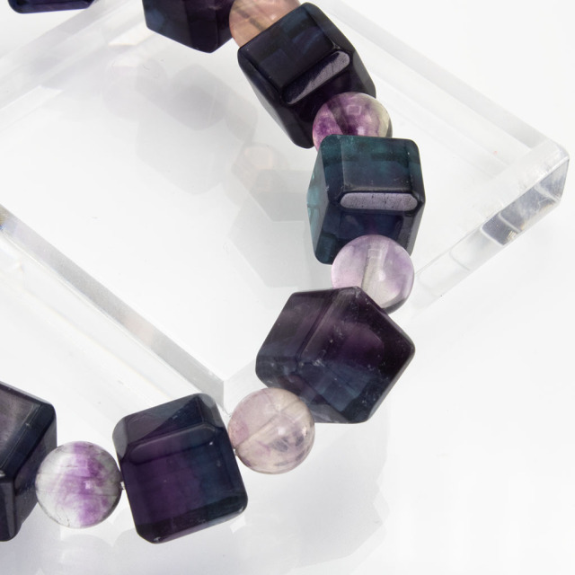 マルチカラーフローライトブレスレット キューブカット アメリカ産