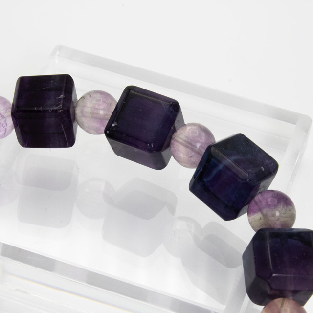 マルチカラーフローライトブレスレット キューブカット アメリカ産