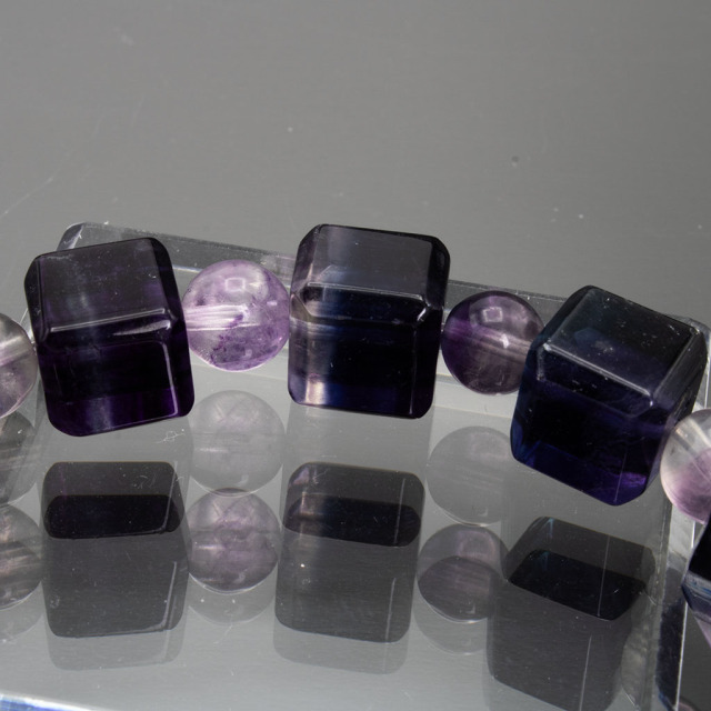 マルチカラーフローライトブレスレット キューブカット アメリカ産