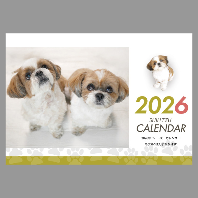 卓上２０２６年シーズーカレンダー　モデル：《ぽんず＆かぼす》
