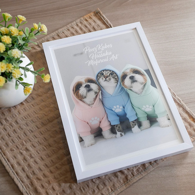 シーズーとキジトラのフォトアート