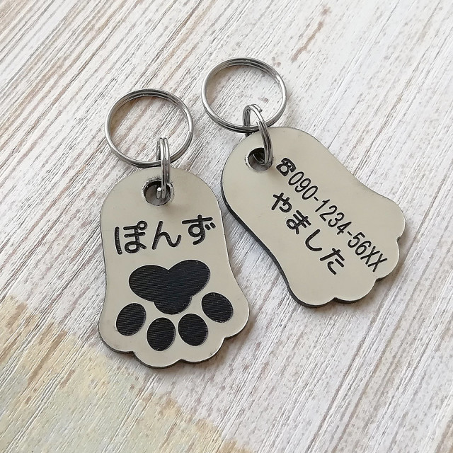 肉球タグ ペットの両面迷子札 アクリル製