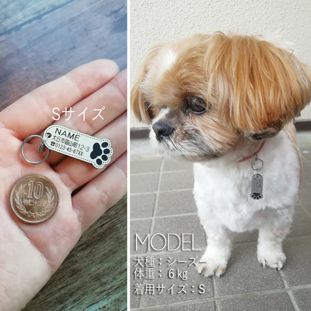 超軽量 住所も入る犬の迷子札 肉球スティック型 猫、超小型～中型