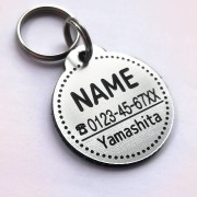 超軽量　アクリル製　迷子札　まる型　シルバー調