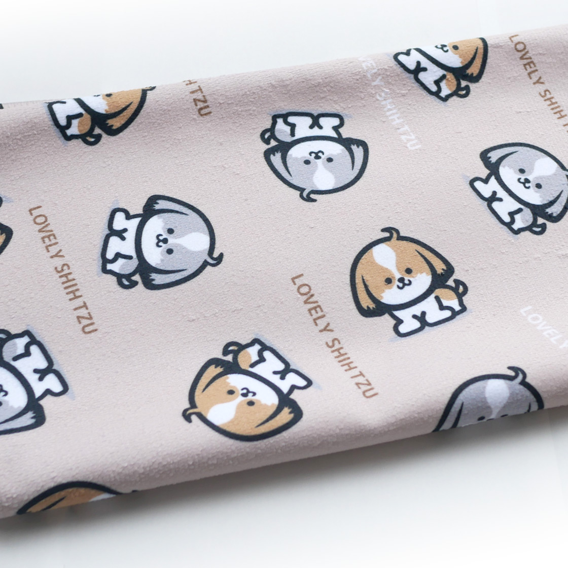 イラストシーズー柄 ソフトタッチ フェイスタオル