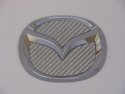 MAZDA RX-8専用フロント＆リヤエンブレムシルバーカーボンフィニッシャーセット