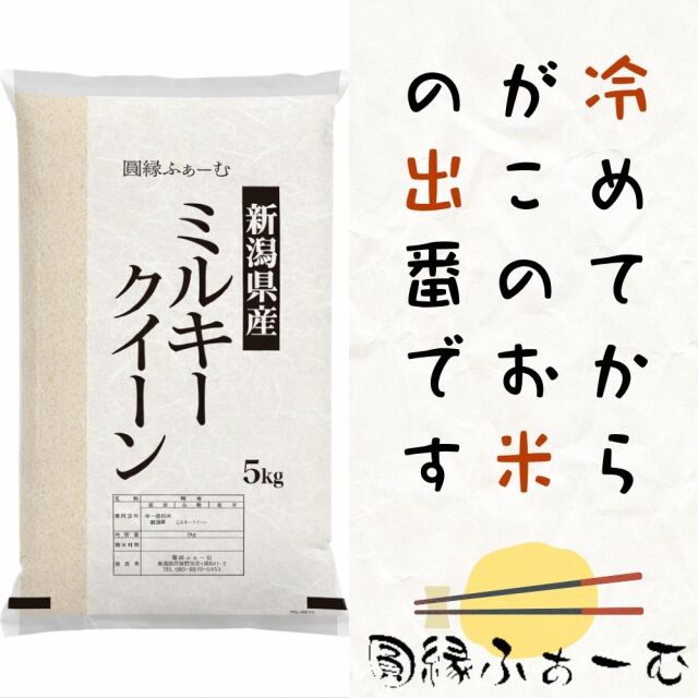阿賀野 おにぎり専科【冷めたらう米】ミルキークイーン 5kg 新潟県阿賀野市産 低アミロース米 冷めても美味しい