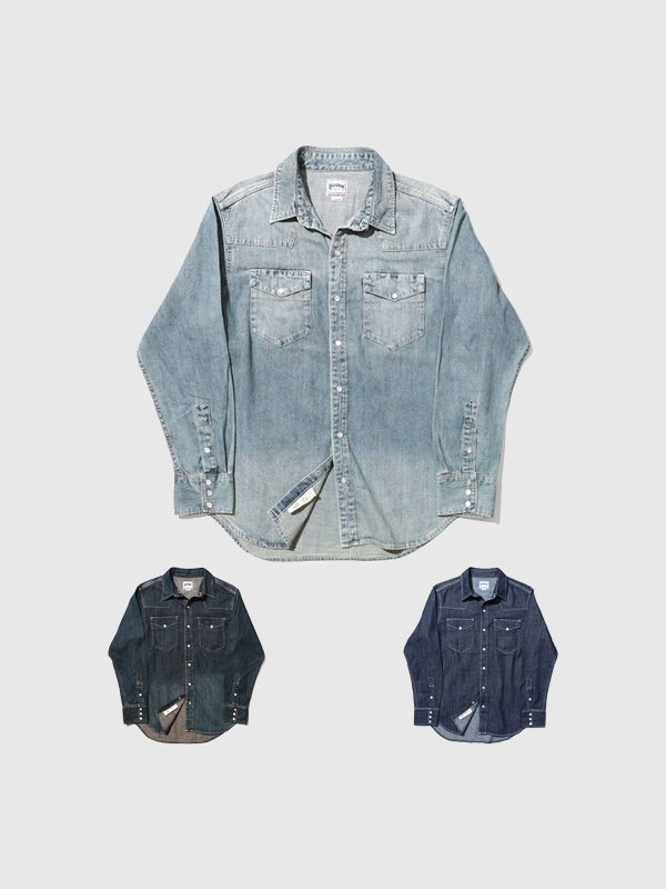 HOUSTON,ヒューストン,デニム,シャツ,メンズ,レディース,シンプル,おしゃれ,かっこいい,定番,USA,COTTON,DENIM,WESTERN,SHIRT,40695