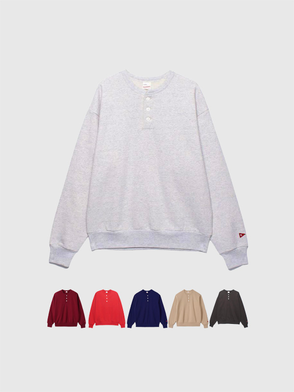 Healthknit,ヘルスニット,ヘンリーネック,スウェット,トレーナー,裏起毛,シンプル,無地,クラシック,長袖,パック入り,54005