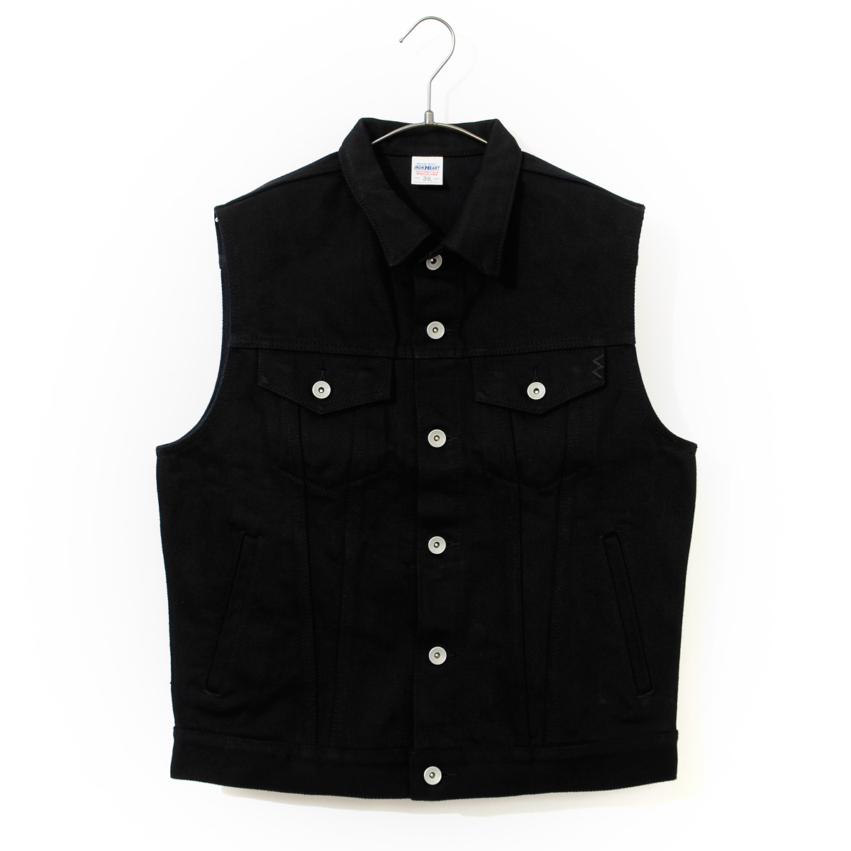 アイアンハート黒鎧ベスト アイアンハート IRON HEART デニム Gベスト 黒鎧 21oz メンズ