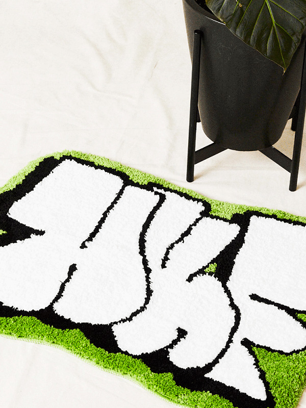 HUF,ハフ,ラグ,玄関マット,室内,おしゃれ,かわいい,ブランド,ロゴ,HUF,GREEN,20周年,AC00637