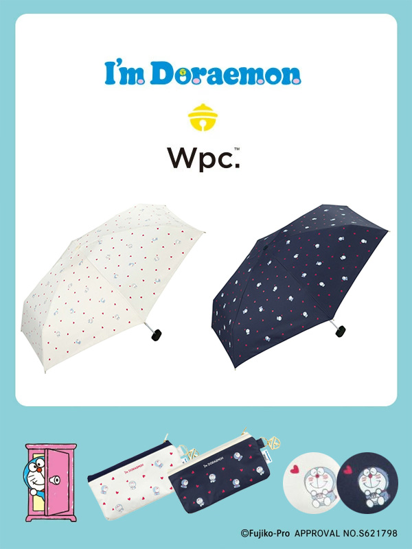 Wpc,ドラえもん,日傘,折りたたみ傘,晴雨兼用,完全遮光,完全UVカット,遮光率100%,UPF+50,遮熱効果,レディース,メンズ,801-DR09