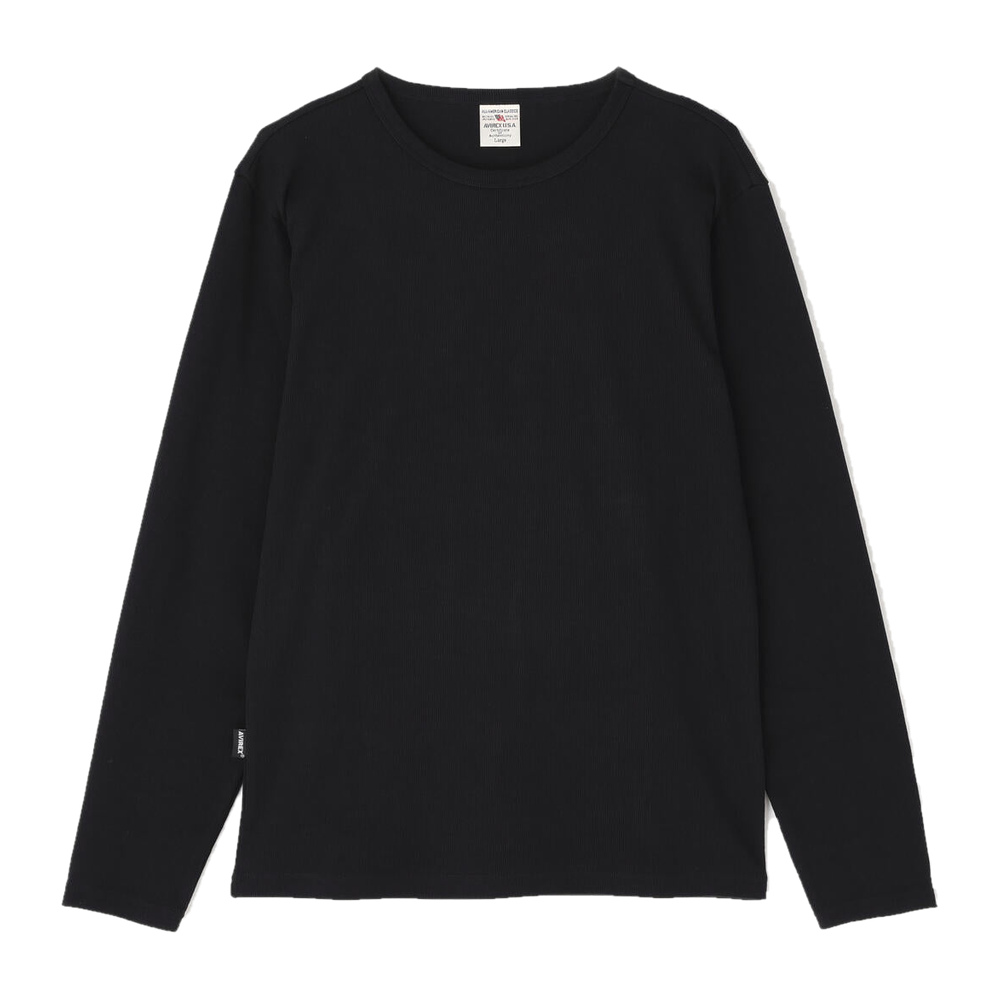 AVIREX,アビレックス,Tシャツ,クルーネック,長袖,デイリーウェア,RIB,L/S,T-SHIRT,リブ,ブラック,ホワイト,抗菌,防臭,7834930019,6153481