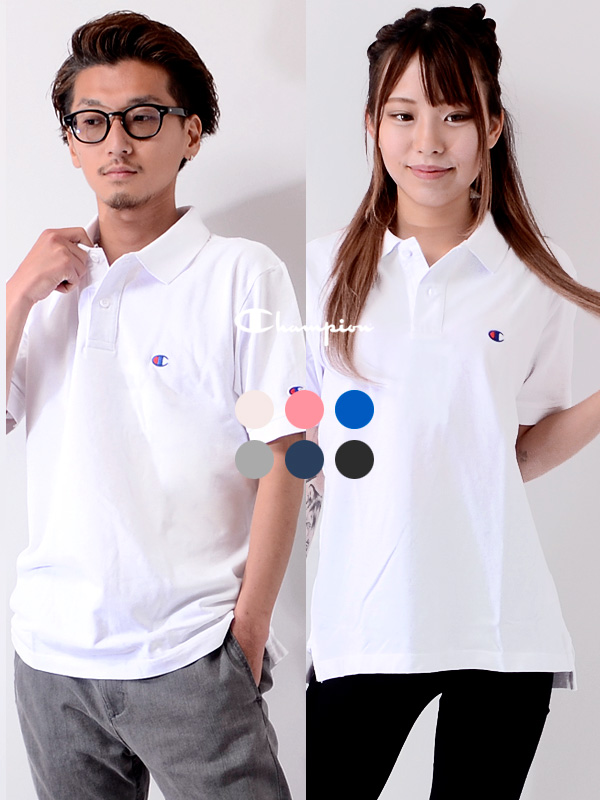 CHAMPION,チャンピオン,ポロシャツ,レディース,メンズ,ユニセックス,半袖,白,黒,無地,ロゴ,Cロゴ,刺繍,日本規格,綿100％,C3-F356