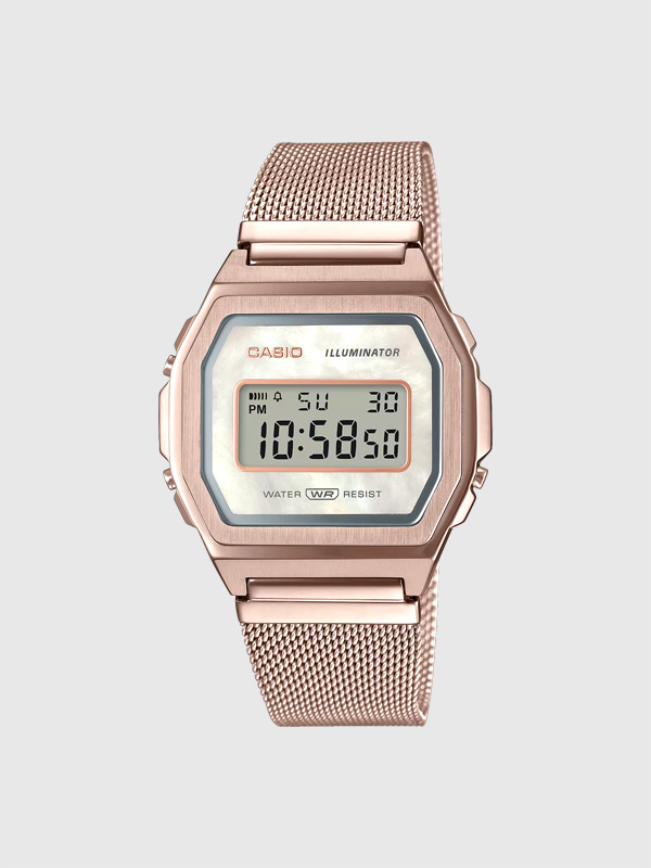 CASIO,カシオ,腕時計,フルメタルタイプ,PREMIUM,プレミアムシリーズ,ピーチゴールド,A1000MCG-9JF,白蝶貝文字板,生活防水,デジタル