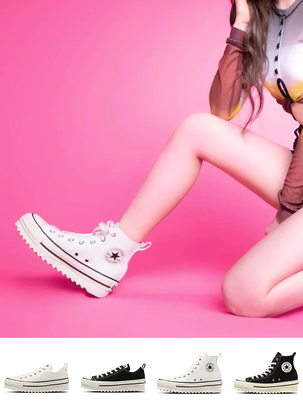 コンバース オールスター シャークソール OX HI ピンク 厚底 コンバース CONVERSE 【厚底】ALL STAR SHARKSOLE OX
