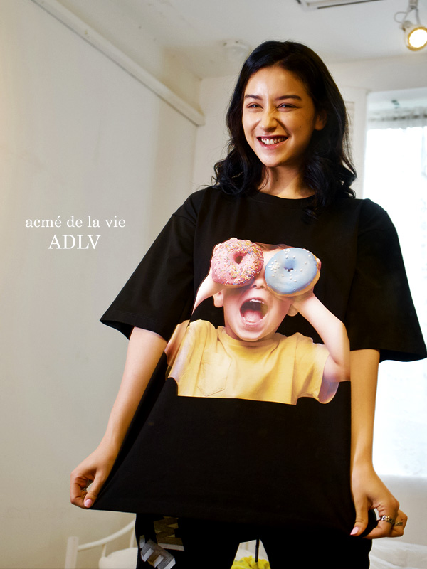 ACME',DE,LA,VIE,ADLV,アクメドラビ,Tシャツ,レディース,メンズ,ユニセックス,半袖,綿100%,大きいサイズ,カジュアル,DONUTS-5-SS-BK