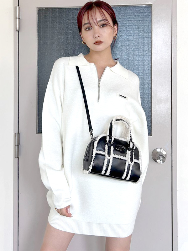 EMODA,エモダ,ハーフジップオーバーミニワンピース,おしゃれ,かわいい,シンプル,ブランド,秋,冬,ハーフジップ,MODE,042350370401