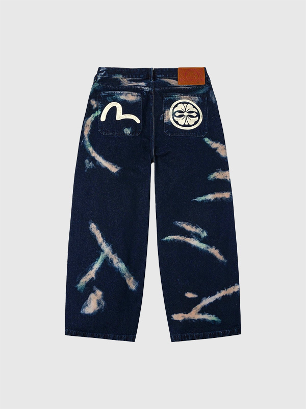 EVISU,エヴィス,ジーンズ,カモメ,家紋,タイダイ,デニム,パンツ,ワイド,ルーズ,ボタンフライ,2EAHTM5JE1057
