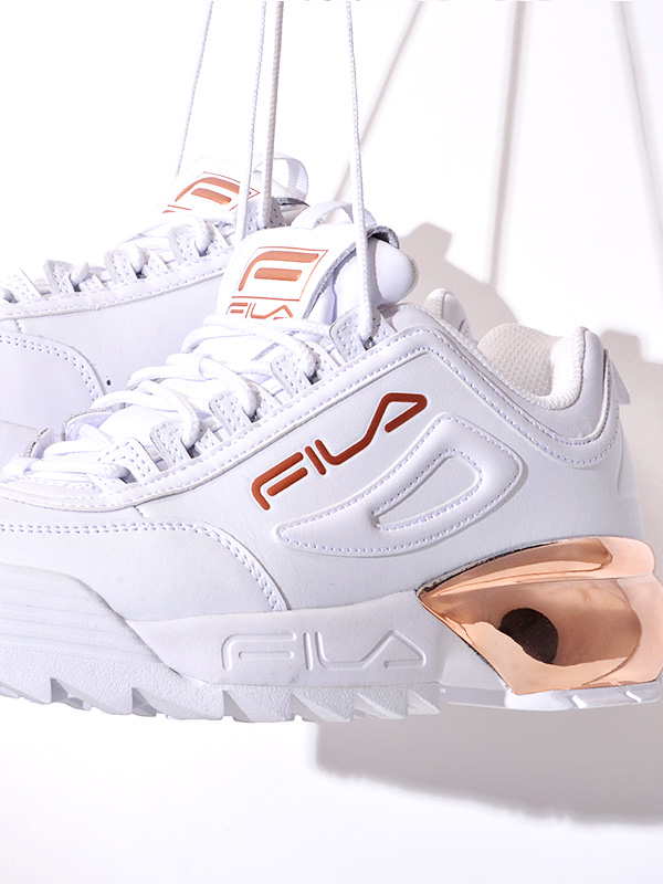 FILA,フィラ,スニーカー,厚底,レディース,白,ダッドシューズ,ダッド,DISRUPTIR,2A,CHROME,ディスラプター2,クローム,F0592-0155