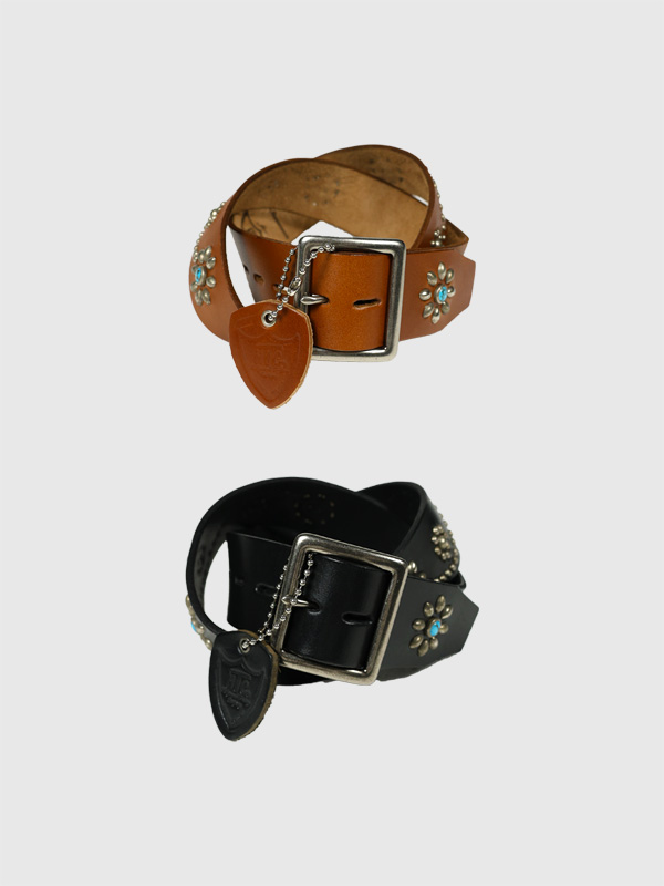 FULLCOUNT,HTC,Hollywood,Trading,Company,フルカウント,ベルト,ターコイズ,フラワー,スタッズ,6214HTC