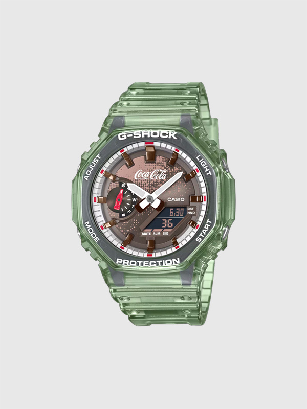 G-SHOCK,Gショック,時計,腕時計,コカ･コ―ラ,140周年,Coca-Cola,コンツアーボトル,瓶,モチーフ,CASIO,WATCHES,裏蓋,GA-2100CC-3AJR
