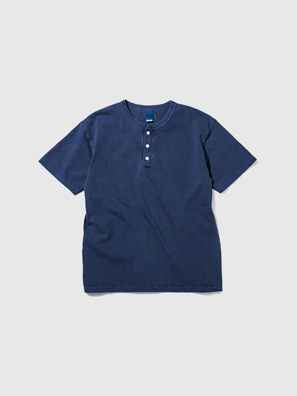 Good,On,グッドオン,ヘンリーネック,インディゴ,染め,Tシャツ,半袖,レディース,メンズ,ユニセックス,大きいサイズ,GOST-1102,IS