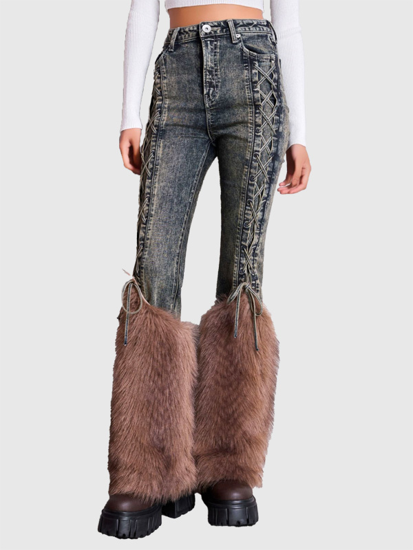 GYDA   ジェイダ　デニム GYDA ジェイダ デニム パンツ ハイウエスト LEG 2WAY ECO FUR サイド