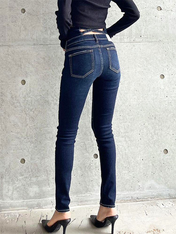 GYDA,ジェイダ,デニム,パンツ,おしゃれ,かわいい,ハイウエスト,ウエストクロス,スキニー,デニムパンツ,伸縮,ストレッチ,072412418301