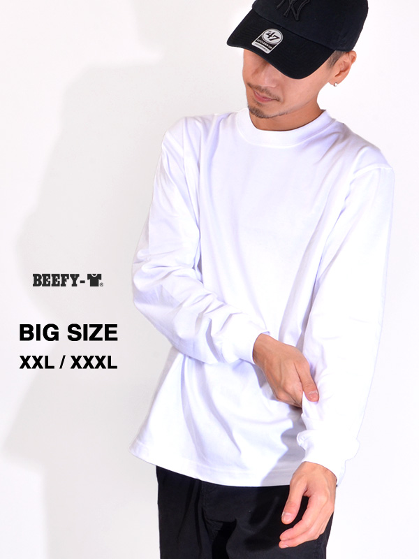 Hanes,BEEFY,ヘインズ,ビーフィー,Tシャツ,メンズ,レディース,長袖,黒,白,ビッグサイズ,大きいサイズ,XXL,XXXL,綿100%,無地,H5186L