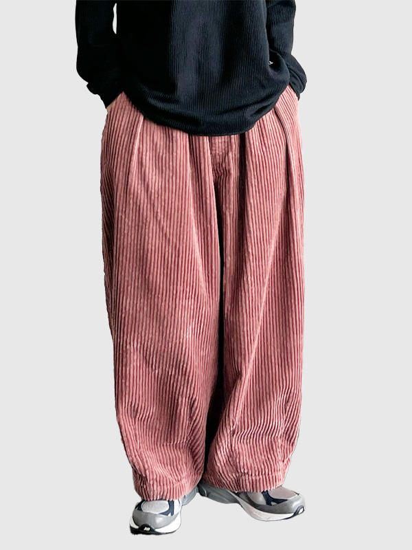 HARVESTY,ハーベスティ,サーカス,パンツ,ビッグ,コーデュロイ,タック,ウエストゴム,ダーツ,ボリュームシルエット,綿,100%,A12425