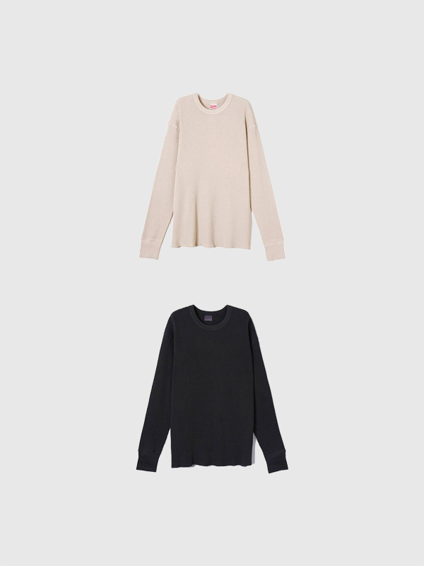 Healthknit,ヘルスニット,サーマル,キング,長袖,無地,ピグメント,クルーネック,52021,Thermal,King,Waffle,Pigment,Dyed