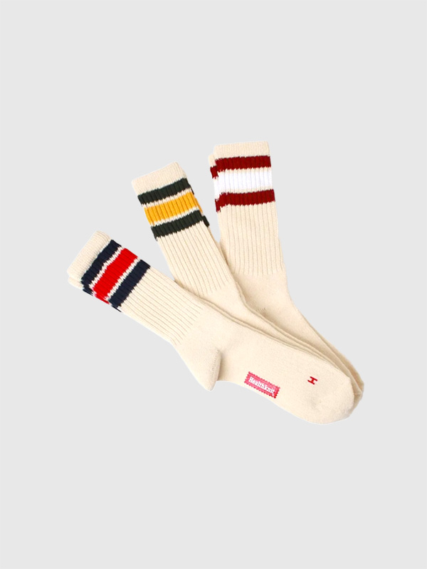 Healthknit,ヘルスニット,靴下,無地,3本ライン,シンカークラシック,3Pソックス,配色,3本,ライン,クルー,ソックス,191
