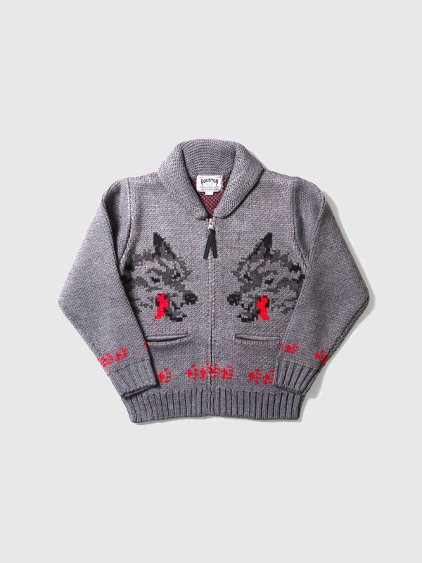 HOUSTON,ヒューストン,カウチン,ニット,セーター,メンズ,レディース,COWICHAN,SWEATER,WOLF,ウルフ,オオカミ,22235