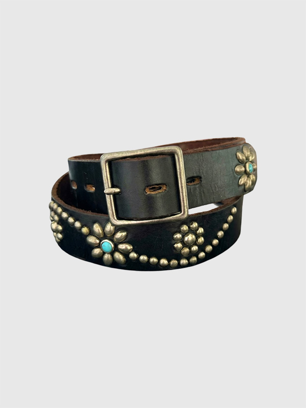 HTC,ベルト,スタッズ,ターコイズ,フラワー,エイチティーシー,レギュラーサイズ,シルバースタッズ,25,Turquoise,1.25,W/End