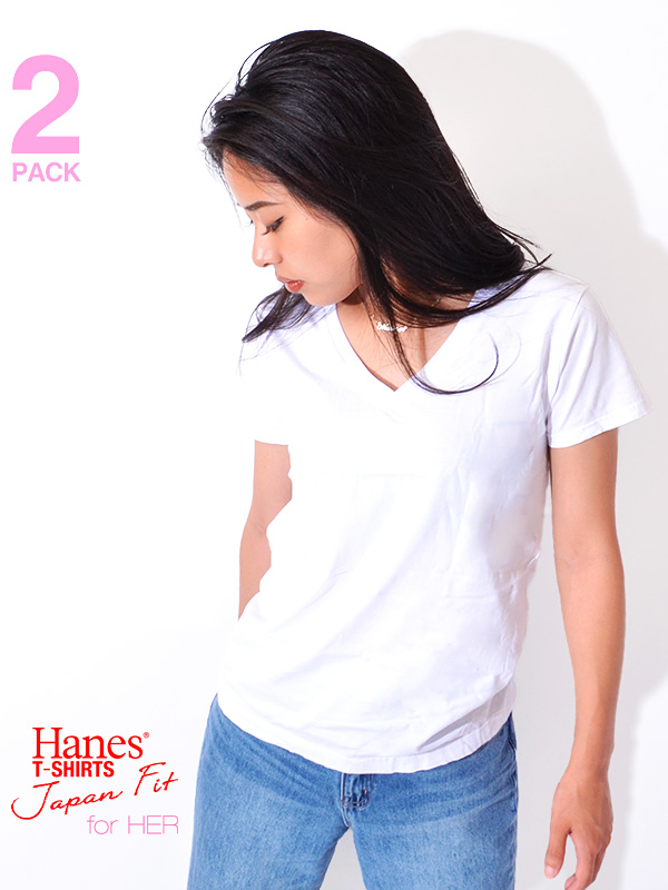 Hanes,ヘインズ,Tシャツ,レディース,ジャパンフィット,半袖,カジュアル,スポーツ,綿,100%,おしゃれ,かわいい,無地,シンプル,2P,HW5315