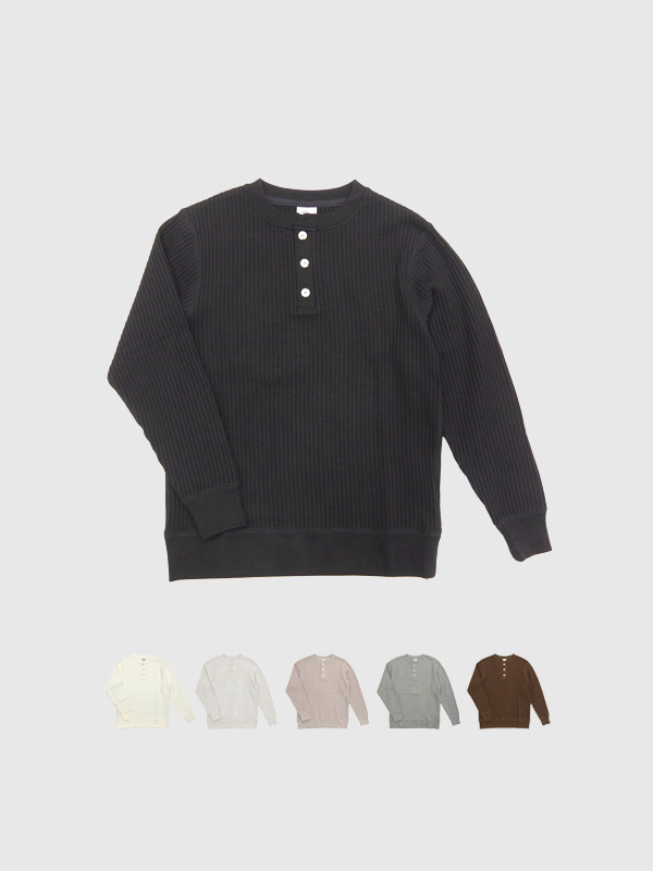 JEMORGAN,ジェーイーモーガン,ビッグ,ワッフル,サーマル,ヘンリー,Tシャツ,長袖,厚手,ワッフルT,肉厚,無地,インナー,アウター,JC187-52