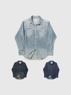 HOUSTON,ヒューストン,デニム,シャツ,メンズ,レディース,シンプル,おしゃれ,かっこいい,定番,USA,COTTON,DENIM,WESTERN,SHIRT,40695