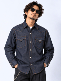 JELADO,ジェラード,デニム,シャツ,Vaquero,Shirt,ショートホーン,リベット型,スナップ,ボタン,ウエスタン,レインボー,ステッチ,JP11115
