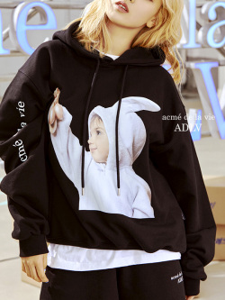 ACME',DE,LA,VIE,ADLV,アクメドラビ,パーカー,レディース,メンズ,ユニセックス,おしゃれ,BABY,FACE,HOODIE,BLACK,RABBIT,RABBIT-5-HD-BK