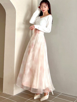 RESEXXY リゼクシー グロッシー マーブル フレア スカート ピンク