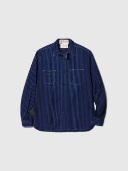 SUGAR,CANE,シュガーケーン,シャツ,長袖,FICTION,ROMANCE,8.5oz.,WABASH,STRIPE,WORK,SHIRT,ウォバッシュ,ストライプ,ネイビー,SC25551