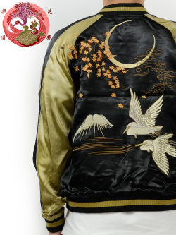 通販,花旅楽団,和柄,スカジャン,紅葉,鷺,リバーシブル,刺繍,SCRIPT,スクリプト,SUKAJAN,SSJ-512