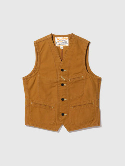 SUGAR,CANE,シュガーケーン,ベスト,メンズ,レディース,おしゃれ,綿,前開き,ユニセックス,13oz.,BROWN,DUCK,WORK,VEST,SC14375