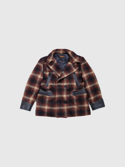 ファッション,通販,TENDERLOIN,テンダーロイン,T-RAIL,COAT,Pコート,チェック,カウレザー,ウール,レイルローダーコート