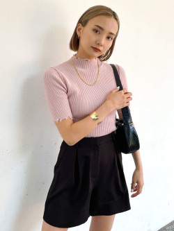 EMODA,エモダ,クラッシュショートリブニット,リブニット,半袖,おしゃれ,かわいい,シンプル,ブランド,042242600401