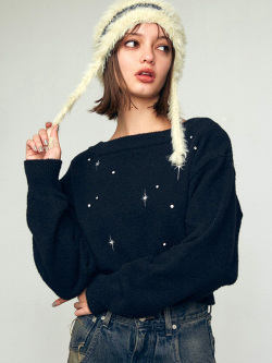 EMODA,エモダ,スパーク,ビジュー,ニット,レディース,おしゃれ,かわいい,シンプル,スパークデザイン,メタリック刺繍,042462631501
