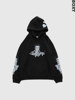 MASTERMIND,WORLD,×,BETTY,BOOP,マスターマインド,ワールド,フーディー,ベティちゃん,コラボ,スカル,パーカー,BOXY,FIT,MW25C15-SW201